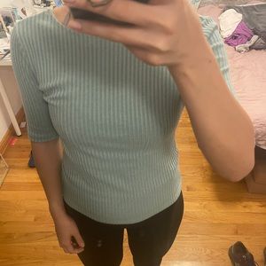 Turquoise mango mid length knit top